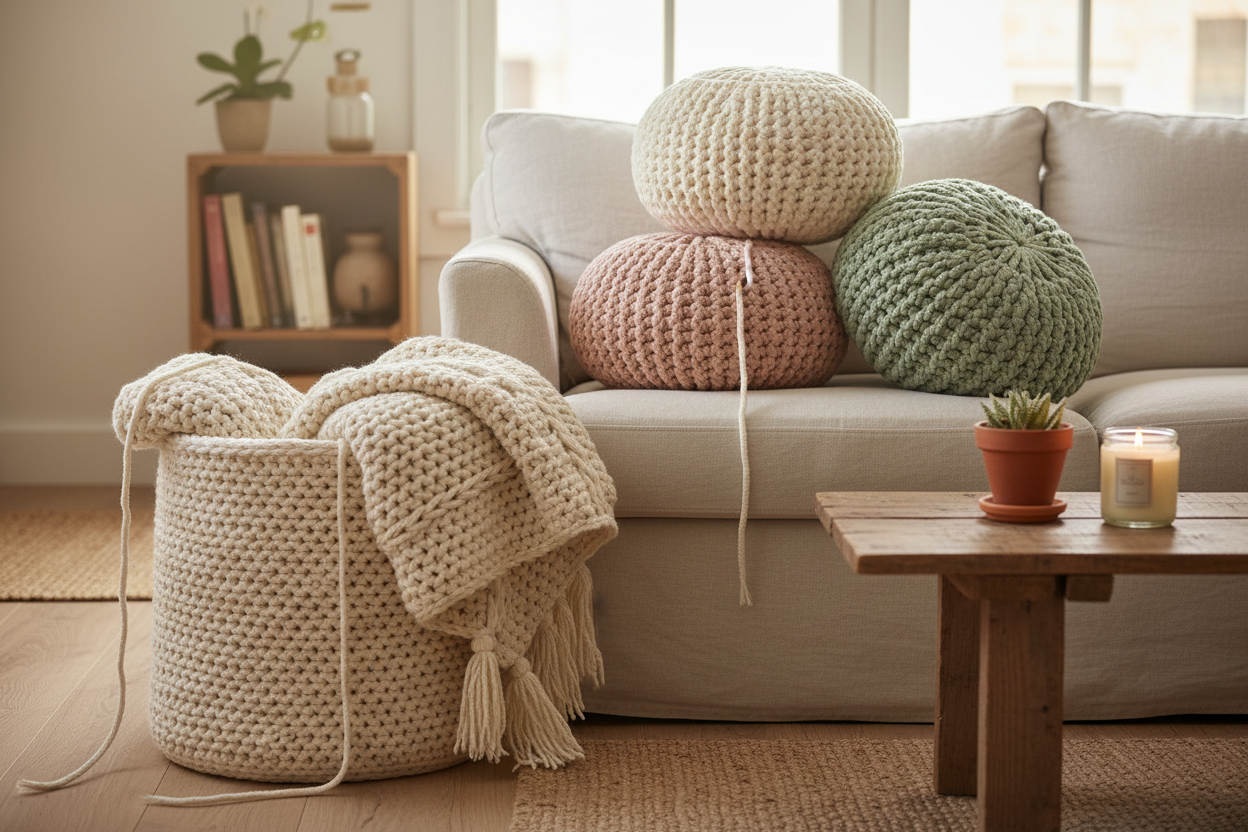 Adorable chunky crochet home accessories