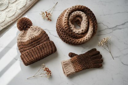 Crochet Winter Set - Chocolate Mocha