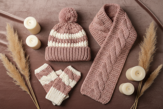 Crochet Winter Set - Mauve Pink