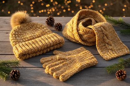 Crochet Winter Set - Mustard Gold