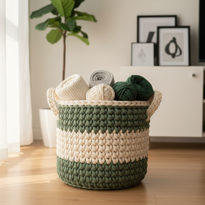 Minimalist crochet yarn bowl basket pattern PDF, aesthetic yarn organizer holder ✨